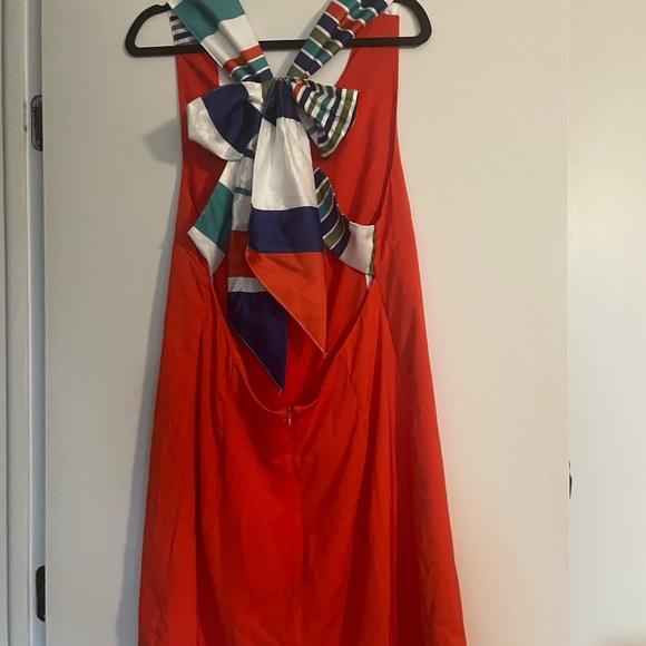 Lulus Joyful Red Orange Multi Stripe Tie-Back Mini Dress Size XL - Picture 7 of 9